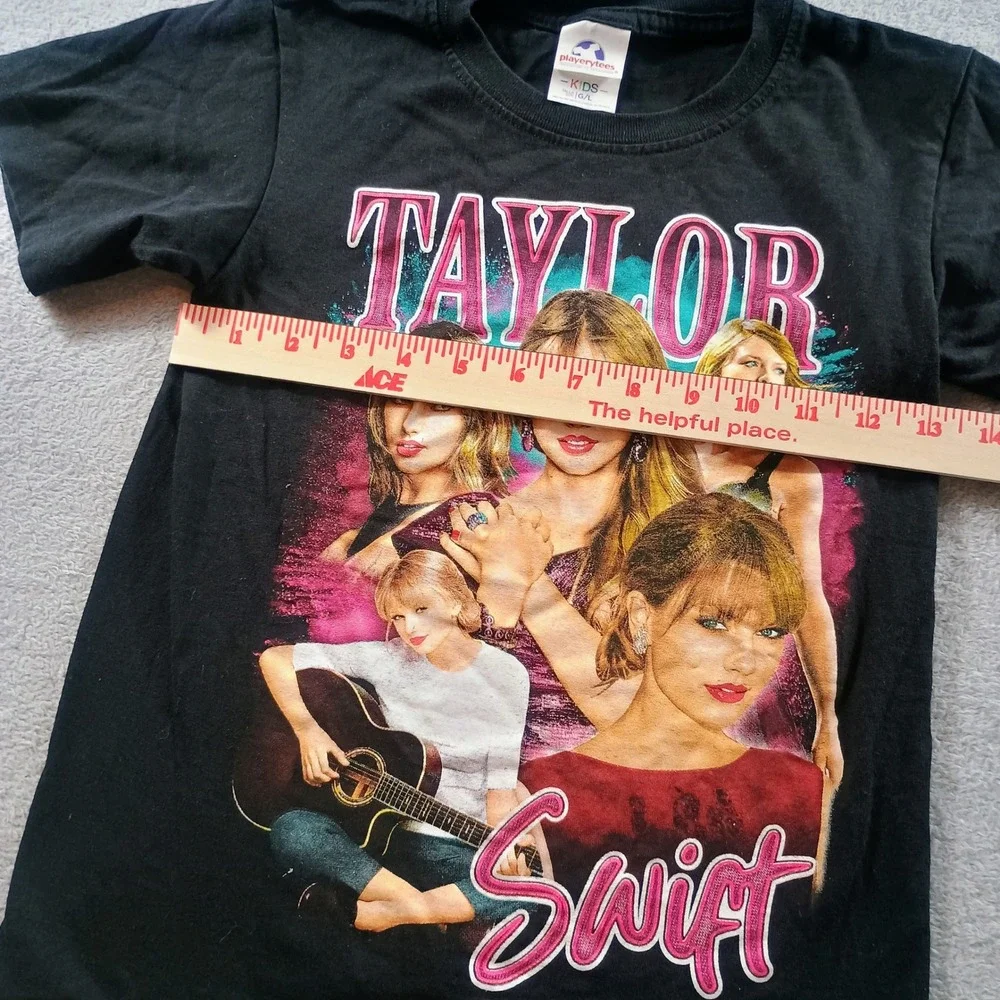Playerytees Kids Taylor Swift Graphic T-Shirt Black L Large Eras Style Merch‎